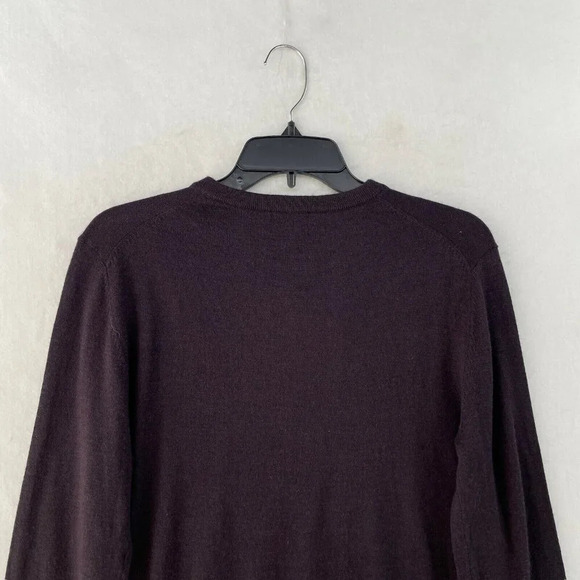 H&M Sweater Men's Sz S Dark Purple Pullover Cashmere V-neck Long Sleeve Stretch - Picture 8 of 12